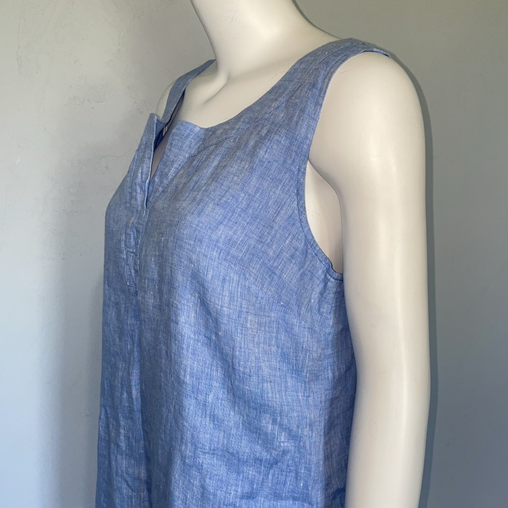 Talbots Split Neck Linen Shift Dress Euc - image 6